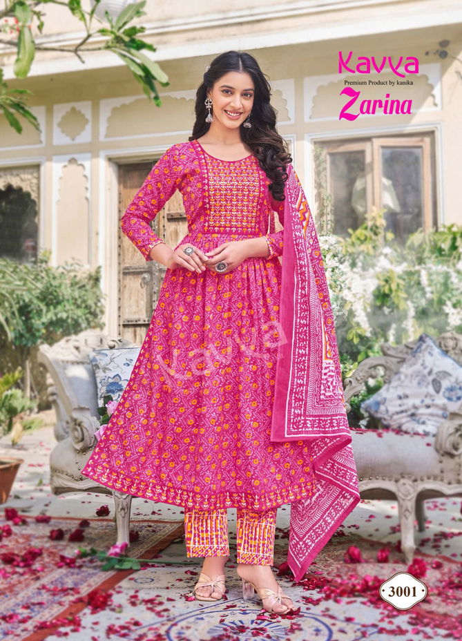 Zarina Vol 3 By Kavya Naira Cut Cotton Kurti With Bottom Dupatta Wholesale Market In Surat
